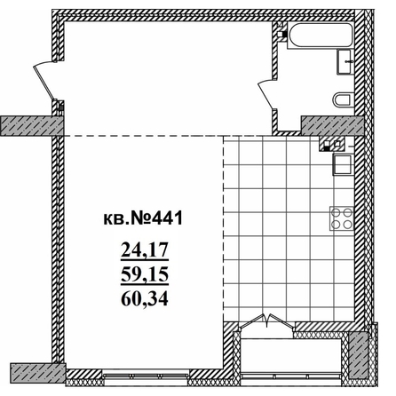 
   Продам студию, 60.34 м²,  Римский квартал, 2 очередь

. Фото 1.