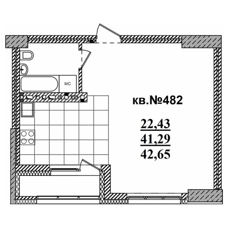 
   Продам студию, 42.65 м²,  Римский квартал, 2 очередь

. Фото 1.