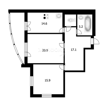 
   Продам 2-комнатную, 75.6 м², Залесского ул, 2/2

. Фото 14.