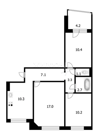 
   Продам 3-комнатную, 62.9 м², Центральная ул, 203

. Фото 2.