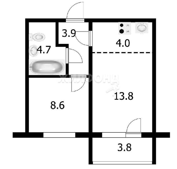 
   Продам 2-комнатную, 38.2 м², Сибиряков-Гвардейцев ул, 53/10

. Фото 5.