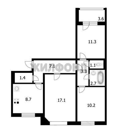 
   Продам 3-комнатную, 62.7 м², Шоссейная ул, 3

. Фото 1.