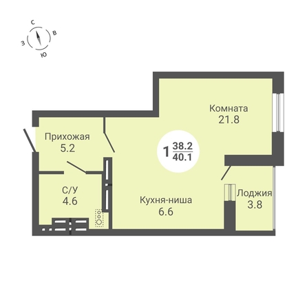 
   Продам студию, 40.1 м², Петухова ул, 170

. Фото 1.