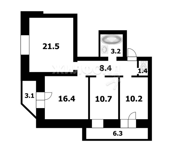 
   Продам 3-комнатную, 72.3 м², Бориса Богаткова ул, 201/3

. Фото 1.