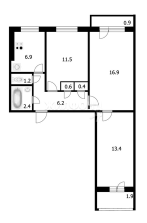 
   Продам 3-комнатную, 62.1 м², Олеко Дундича ул, 3

. Фото 12.