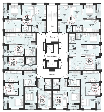 
   Продам 3-комнатную, 74.2 м², Одоевский, дом 3

. Фото 1.