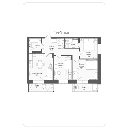 
  Продается 4-комн. квартира, 77.6 м², ЖК Тетрис, корпус 1
. Фото 1.