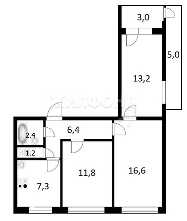 
   Продам 3-комнатную, 59.9 м², Новосибирская ул, 7

. Фото 6.