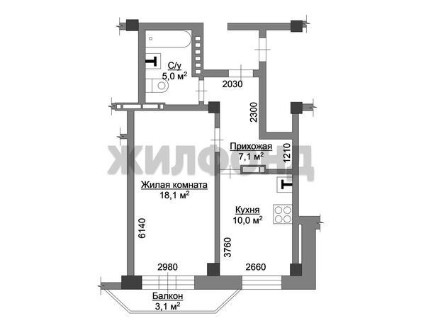 
   Продам 1-комнатную, 40.2 м², Тюленина ул, 26

. Фото 16.