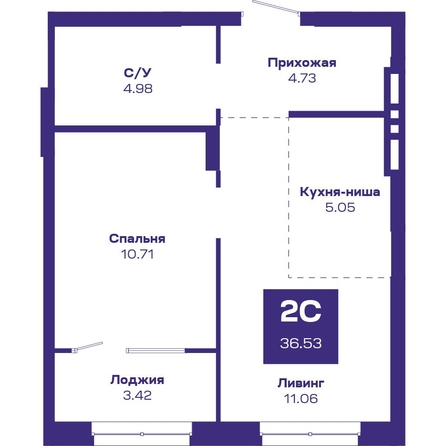 
   Продам 2-комнатную, 36.53 м², Базилик, дом 2

. Фото 1.