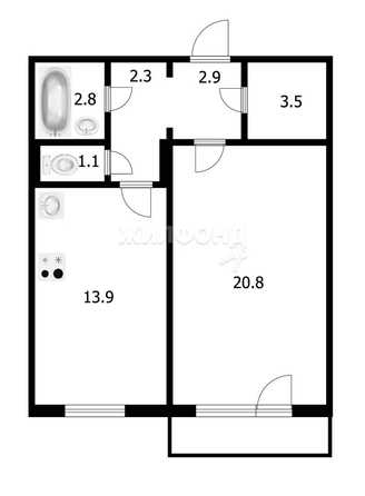 
   Продам 1-комнатную, 48.1 м², Плющихинская ул, 10

. Фото 8.