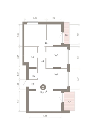 
  Продается 2-комн. квартира, 81.3 м², ЖК Лебедевский квартал, дом 1
. Фото 1.