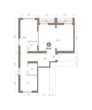
  Продается 2-комн. квартира, 85.8 м², ЖК Лебедевский квартал, дом 1
. Фото 1.