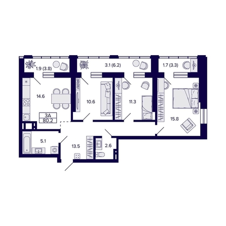 
   Продам 3-комнатную, 80.2 м², Фрунзе ул, 220

. Фото 1.