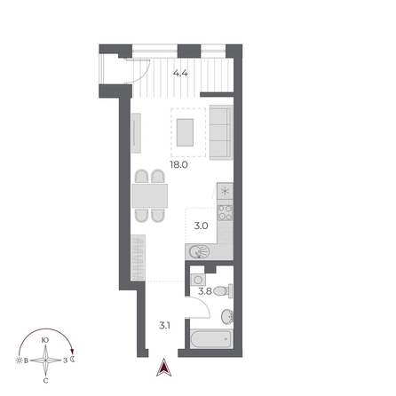 
  Продается студия, 32.3 м², ЖК ОСКАР, дом 2
. Фото 1.