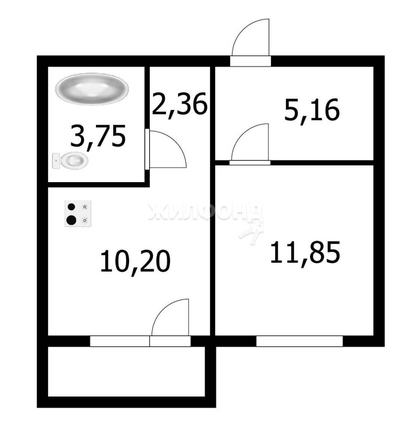 
   Продам 1-комнатную, 33.3 м², Забалуева ул, 102

. Фото 11.