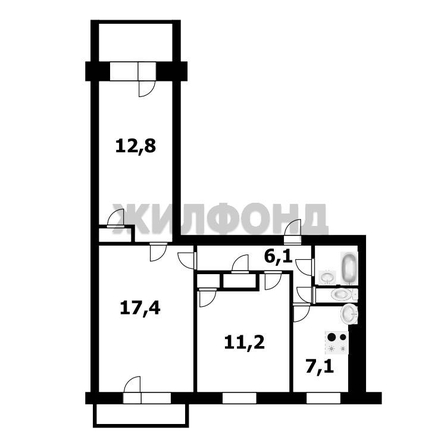 
   Продам 3-комнатную, 59.8 м², Невельского ул, 61

. Фото 15.