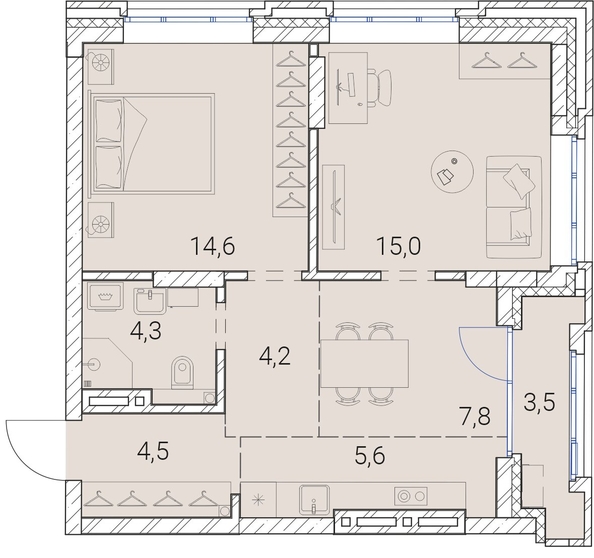 
  Продается 2-комн. квартира, 59.5 м², ЖК Тайм Сквер
. Фото 38.