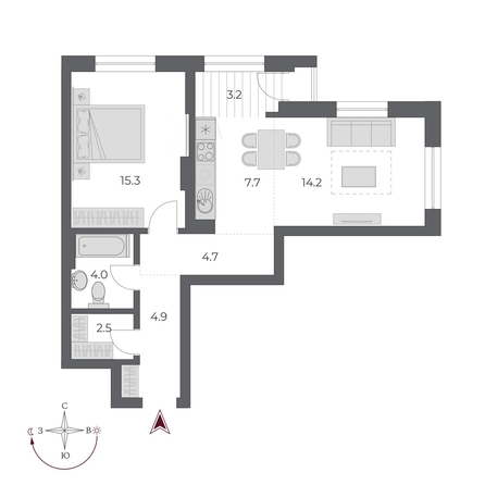 
  Продается 2-комн. квартира, 56.5 м², ЖК ОСКАР, дом 2
. Фото 1.