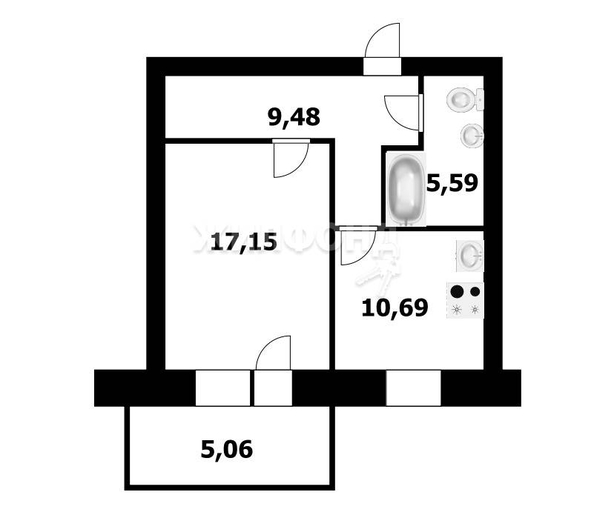 
   Продам 1-комнатную, 43 м², , 6

. Фото 8.