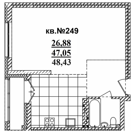 
   Продам студию, 49.81 м²,  Римский квартал, 2 очередь

. Фото 1.