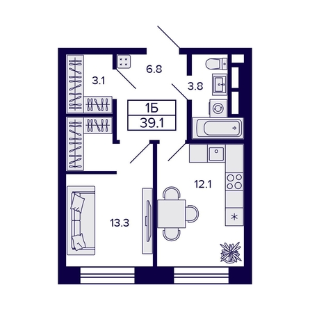 
  Продается 1-комн. квартира, 39.1 м², ЖК Citatum (Цитатум)
. Фото 3.