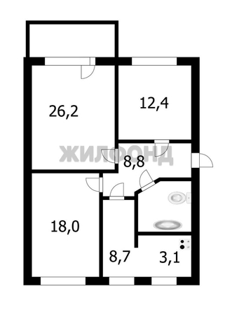 
   Продам 3-комнатную, 83.1 м², Военный городок ул, 103

. Фото 25.