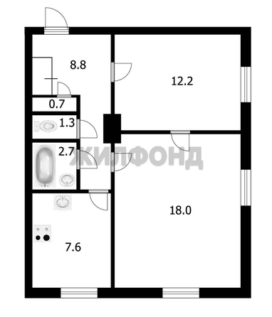 
   Продам 2-комнатную, 51.3 м², Зыряновская ул, 125

. Фото 10.