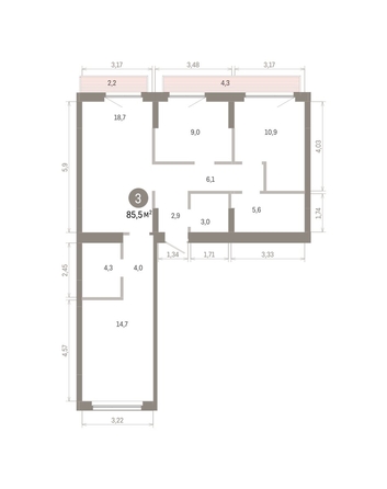 
  Продается 3-комн. квартира 85.48 м², в ЖК Пшеница, 6.1. Фото 1.