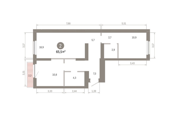 
  Продается 2-комн. квартира 65.53 м², в ЖК Пшеница, 6.1. Фото 1.