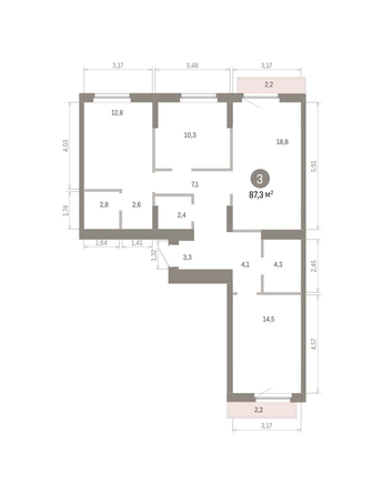 
  Продается 3-комн. квартира 87.26 м², в ЖК Пшеница, 6.1. Фото 2.