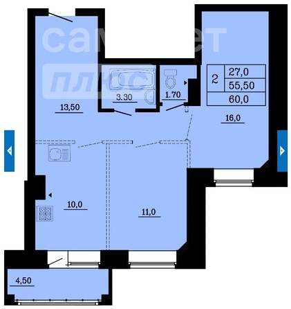 
   Продам 2-комнатную, 60 м², Малиновского, дом 16, корпус 1, этап 2

. Фото 6.