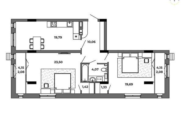 
   Продам 2-комнатную, 84.01 м², Красный Пахарь

. Фото 2.