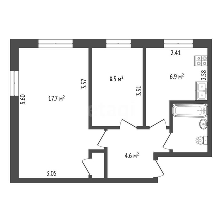 
  Продается 2-комн. квартира, 41.4 м², Энтузиастов ул, д. 67А
. Фото 5.