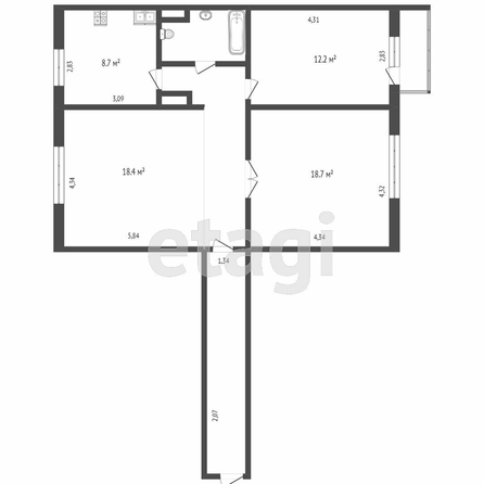 
  Продается 3-комн. квартира, 80.6 м², Конева ул, д. 14/1
. Фото 5.