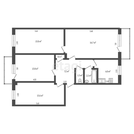 
  Продается 4-комн. квартира, 75.2 м², Романенко ул, д. 10
. Фото 5.