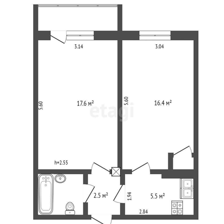 
  Продается 2-комн. квартира, 46.6 м², Заречная 4-я ул, д. 4/1
. Фото 5.