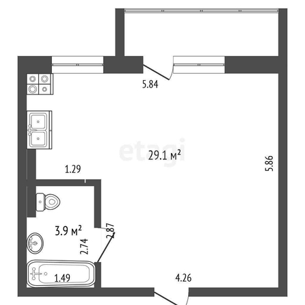 
  Продается студия, 33.1 м², Сибирский пр-кт, д. 45/1
. Фото 5.