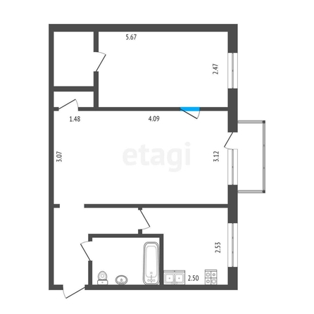 
  Продается 2-комн. квартира, 46 м², Химиков ул, д. 20А
. Фото 5.