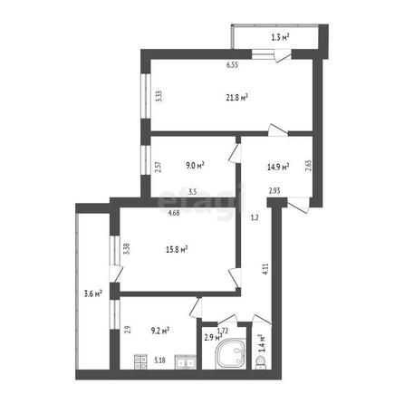 
  Продается 2-комн. квартира, 52.5 м², Дианова ул, д. 21
. Фото 4.
