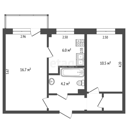 
  Продается 2-комн. квартира, 44 м², Крыловская ул, д. 25
. Фото 5.
