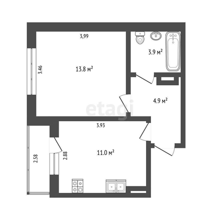 
  Продается 1-комн. квартира, 33.6 м², д. 12
. Фото 5.