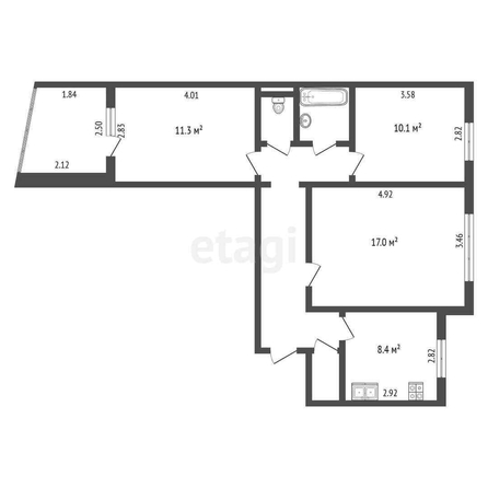 
  Продается 3-комн. квартира, 63 м², Маргелова ул, д. 357
. Фото 5.