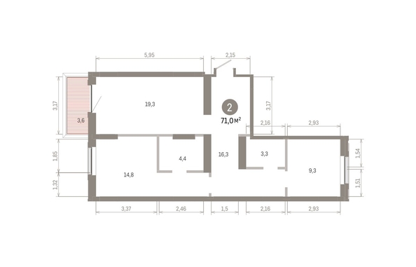 
  Продается 2-комн. квартира, 71.04 м², ЖК Кварталы Драверта, дом 3
. Фото 1.
