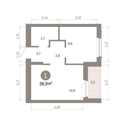 
  Продается 1-комн. квартира, 36.89 м², ЖК Кварталы Драверта, дом 6
. Фото 1.