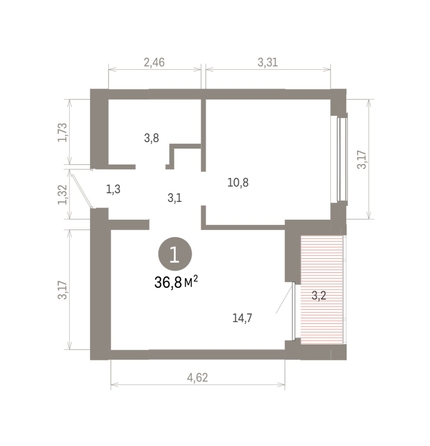 
  Продается 1-комн. квартира, 36.77 м², ЖК Кварталы Драверта, дом 6
. Фото 1.