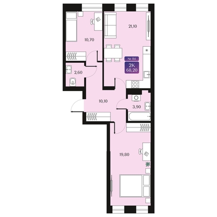 
  Продается 2-комн. квартира, 68.2 м², ЖК Северное Сияние Премиум
. Фото 1.