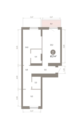 
  Продается 2-комн. квартира 67.69 м², в ЖК Кварталы Драверта, дом 3. Фото 1.