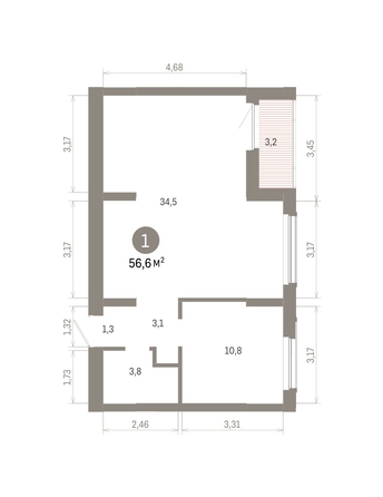 
  Продается 1-комн. квартира 56.66 м², в ЖК Кварталы Драверта, дом 6. Фото 1.