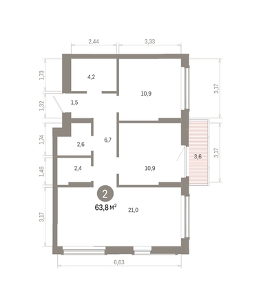 
  Продается 2-комн. квартира 63.8 м², в ЖК Кварталы Драверта, дом 6. Фото 1.